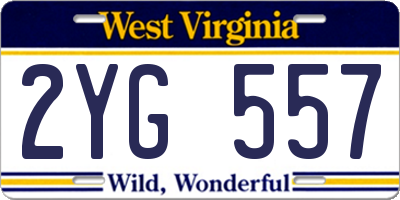WV license plate 2YG557