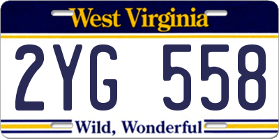 WV license plate 2YG558