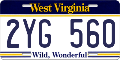 WV license plate 2YG560
