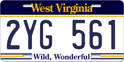 WV license plate 2YG561