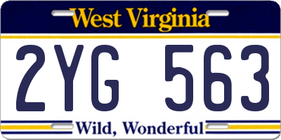 WV license plate 2YG563