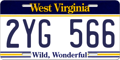 WV license plate 2YG566