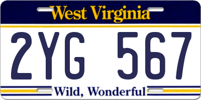 WV license plate 2YG567