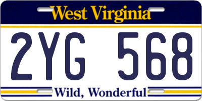 WV license plate 2YG568