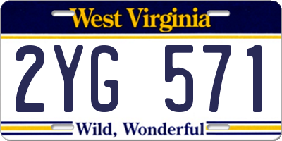 WV license plate 2YG571