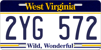 WV license plate 2YG572