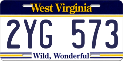 WV license plate 2YG573