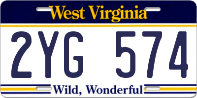 WV license plate 2YG574