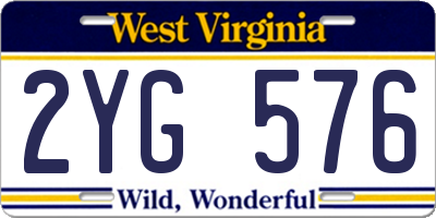 WV license plate 2YG576