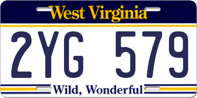 WV license plate 2YG579
