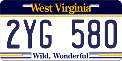 WV license plate 2YG580