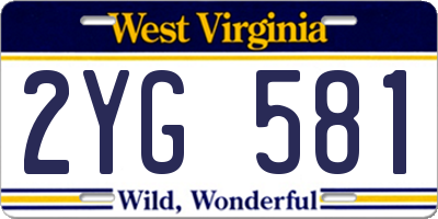 WV license plate 2YG581
