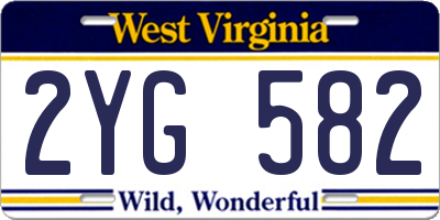 WV license plate 2YG582