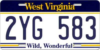 WV license plate 2YG583