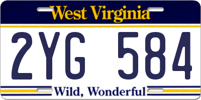 WV license plate 2YG584