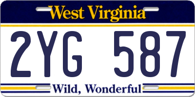 WV license plate 2YG587
