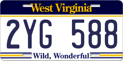 WV license plate 2YG588