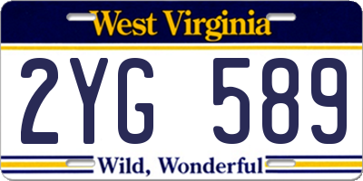 WV license plate 2YG589