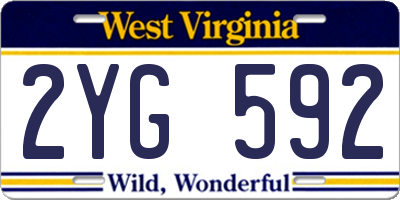 WV license plate 2YG592