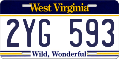 WV license plate 2YG593