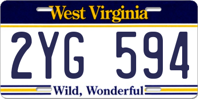 WV license plate 2YG594