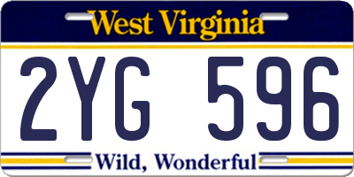 WV license plate 2YG596