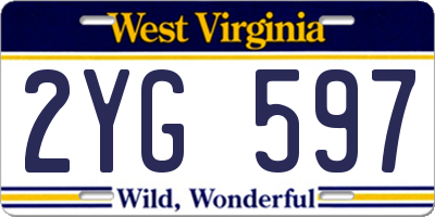 WV license plate 2YG597