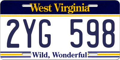 WV license plate 2YG598