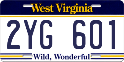 WV license plate 2YG601
