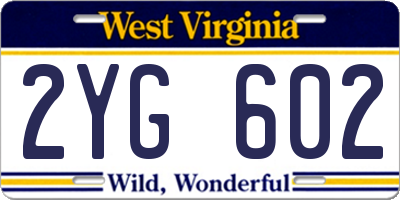WV license plate 2YG602