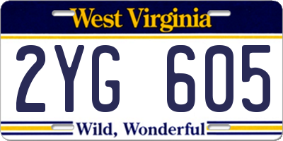 WV license plate 2YG605