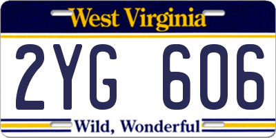WV license plate 2YG606