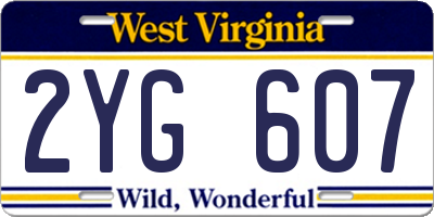 WV license plate 2YG607