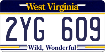 WV license plate 2YG609