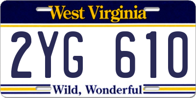 WV license plate 2YG610