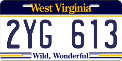 WV license plate 2YG613