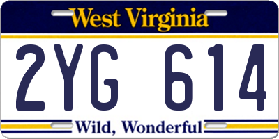 WV license plate 2YG614