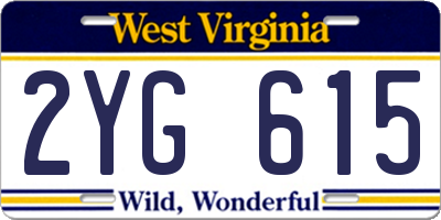 WV license plate 2YG615