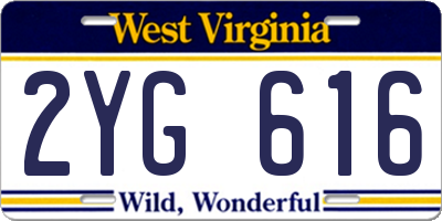 WV license plate 2YG616
