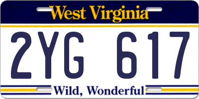 WV license plate 2YG617