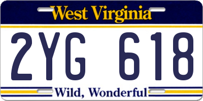 WV license plate 2YG618