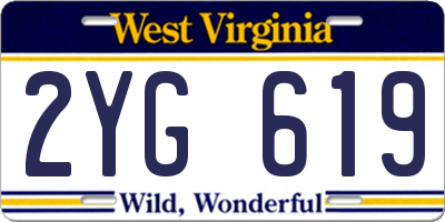 WV license plate 2YG619