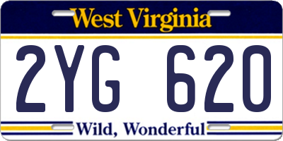 WV license plate 2YG620