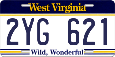 WV license plate 2YG621