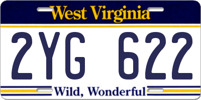 WV license plate 2YG622
