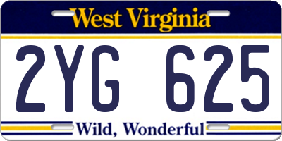 WV license plate 2YG625
