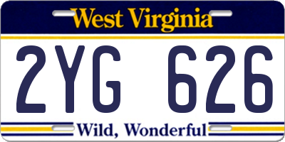 WV license plate 2YG626