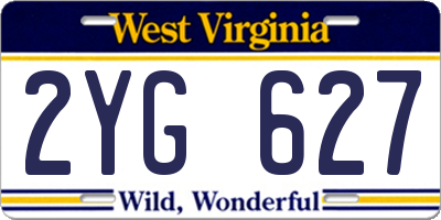 WV license plate 2YG627