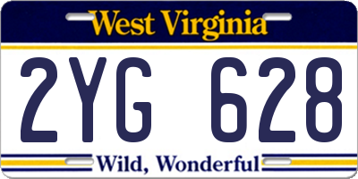 WV license plate 2YG628