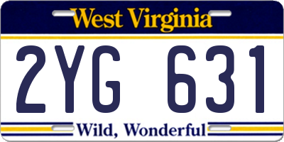 WV license plate 2YG631